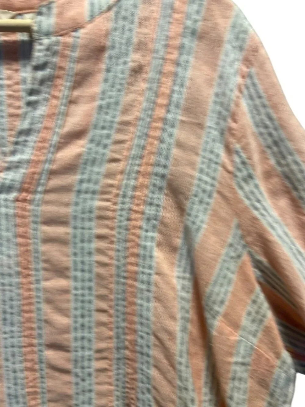 Soft Surroundings Striped Popover Blouse Orange Size XL Coastal Beach Vacation - Picture 8 of 13